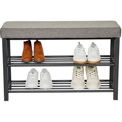 LOVE !T STORE !T Love IT Store IT Loft skobänk med säte – smal skohylla med sittbänk och 2 hyllor – enkel montering – svart/antracit – 80 x 31 x 50 cm LOVE !T STORE !T Love IT Store IT Loft skobänk med säte – smal skohylla med sittbänk och 2 hyllor – enkel montering – svart/antracit – 80 x 31 x 50 cm