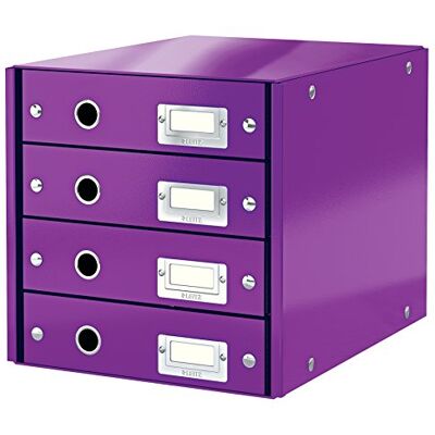 Leitz WOW Click And Store Skrivbordsbyrå, 4 Lådor, Lila, 60490062 Leitz WOW Click And Store Skrivbordsbyrå, 4 Lådor, Lila, 60490062
