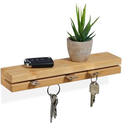 Relaxdays Nyckelbräda, magnetisk nyckelhållare med hylla, bambu, B: 29,5 cm, nyckelförvaring vägg, natur Relaxdays Nyckelbräda, magnetisk nyckelhållare med hylla, bambu, B: 29,5 cm, nyckelförvaring vägg, natur