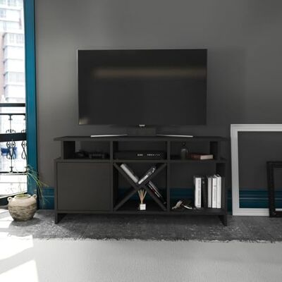 Hanah Home Stylish TV-stativ, antracit, 120 x 29,9 x 60,6 cm 100% melaminbelagd partikelbräda, 18 mm tjock Modern design för vardagsrum och underhållningsplatser Hanah Home Stylish TV-stativ, antracit, 120 x 29,9 x 60,6 cm 100% melaminbelagd partikelbräda, 18 mm tjock Modern design för vardagsrum och underhållningsplatser