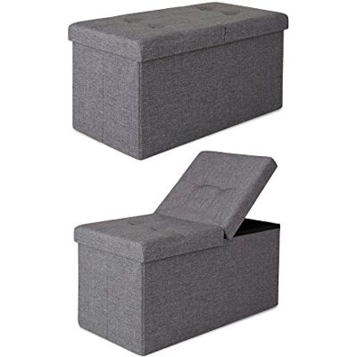 tavora dibea Vikbar sittbänk med fällbart lock, robust & bekväm sittplats med god vaddering & lättskött linnetyg, 76x36x36 cm, platsbesparande förvaringslåda, belastbar upp till 300 kg, svart tavora dibea Vikbar sittbänk med fällbart lock, robust & bekväm sittplats med god vaddering & lättskött linnetyg, 76x36x36 cm, platsbesparande förvaringslåda, belastbar upp till 300 kg, svart
