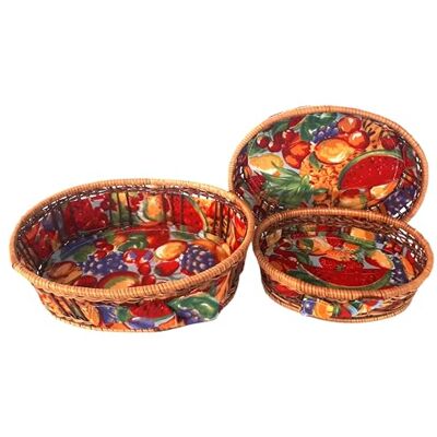 Pandecor Comarco Sa Set med 3 ovala korgar korg korg och tryckt tyg (29x21x9 cm 25x19x7 cm 22x16x6 cm) Pandecor Comarco Sa Set med 3 ovala korgar korg korg och tryckt tyg (29x21x9 cm 25x19x7 cm 22x16x6 cm)