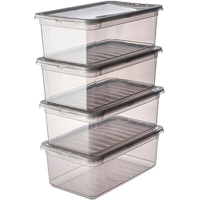 keeeper förvaringslådor med Air Control-system, set i 4 delar, 4 x 5,6 l, Bea, Transparent (Crystal Grey) keeeper förvaringslådor med Air Control-system, set i 4 delar, 4 x 5,6 l, Bea, Transparent (Crystal Grey)