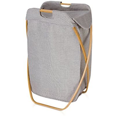 Möve Bamboo hopfällbar tvättkorg, grå, 39 x 46 x 66 cm Möve Bamboo hopfällbar tvättkorg, grå, 39 x 46 x 66 cm