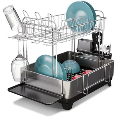 Home Zone levande diskställ, rostfritt stål plast, silver och svart, L Home Zone levande diskställ, rostfritt stål plast, silver och svart, L