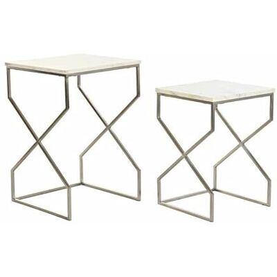 DKD Home Decor Silver Metall Marmor Små Bord - Små Bord DKD Home Decor Silver Metall Marmor Små Bord - Små Bord