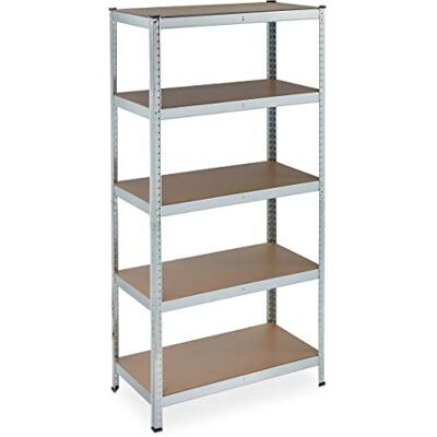 Relaxdays lagerhylla, förrådshylla med 5 hyllplan, garagehylla, förvaringshylla, maxlast 875 kg, 180x90x45 cm, silver Relaxdays lagerhylla, förrådshylla med 5 hyllplan, garagehylla, förvaringshylla, maxlast 875 kg, 180x90x45 cm, silver