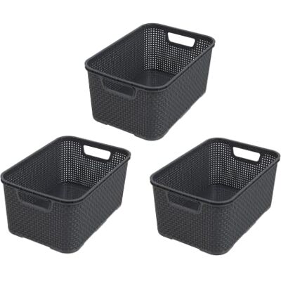 Essential Foods BranQ – Home Essential korg i rotting design uppsättning av 3 storlekar M 10 l, plast PP, antracit Essential Foods BranQ – Home Essential korg i rotting design uppsättning av 3 storlekar M 10 l, plast PP, antracit
