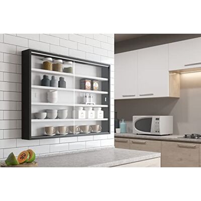 Inter Link samlarvitrin, glasvitrin, väggvitrin, svart/vit, 80x60 cm Perfekt för samlare: en hängande vitrin i MDF och glas för att ställa ut figurer och skydda dem mot damm. Inter Link samlarvitrin, glasvitrin, väggvitrin, svart/vit, 80x60 cm Perfekt för samlare: en hängande vitrin i MDF och glas för att ställa ut figurer och skydda dem mot damm.