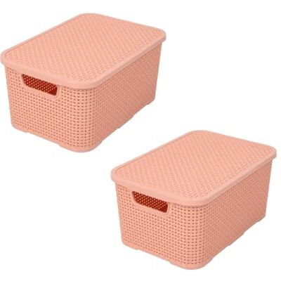 Essential Foods korg med lock i rottingdesign uppsättning om 2 storlekar S 7 l, BPA-fri plast PP, laxrosa, 28,5 x 19,5 x 12,9 cm, 2 st. Essential Foods korg med lock i rottingdesign uppsättning om 2 storlekar S 7 l, BPA-fri plast PP, laxrosa, 28,5 x 19,5 x 12,9 cm, 2 st.