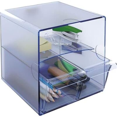 m-office Kali Stackbar Modulär Organizer Tillverkad I Transparent Polystyren Med 2 Små Lådor Och 1 Fack (Transparent Blå) m-office Kali Stackbar Modulär Organizer Tillverkad I Transparent Polystyren Med 2 Små Lådor Och 1 Fack (Transparent Blå)