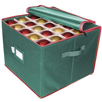 ProPik Förvaringsbox för julgranskulor, rymmer upp till 75 trädprydnadsbollar, semesterprydnad, uppdelad på 3 brickor med avdelare för att organisera hållbart 600D Oxford-material (grön) ProPik Förvaringsbox för julgranskulor, rymmer upp till 75 trädprydnadsbollar, semesterprydnad, uppdelad på 3 brickor med avdelare för att organisera hållbart 600D Oxford-material (grön)