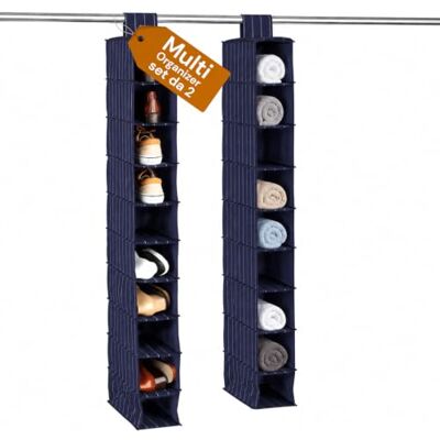 Avilia Uppsättning av 2 multifunktionell blå byrå med 10 fack på 30,8 x 18 x 5 cm Organisation att hänga, smart och praktisk för skor, handdukar och olika tillbehör optimera utrymmet Avilia Uppsättning av 2 multifunktionell blå byrå med 10 fack på 30,8 x 18 x 5 cm Organisation att hänga, smart och praktisk för skor, handdukar och olika tillbehör optimera utrymmet