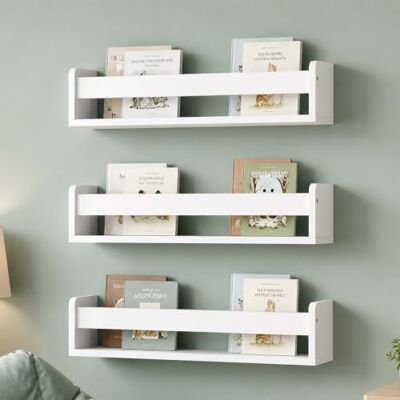 Relaxdays bokhylla för barn i 3-pack, bokhylla för barn, väggmontering, vit HxBxD: 10 x 58 x 12 cm, hängande hylla Relaxdays bokhylla för barn i 3-pack, bokhylla för barn, väggmontering, vit HxBxD: 10 x 58 x 12 cm, hängande hylla