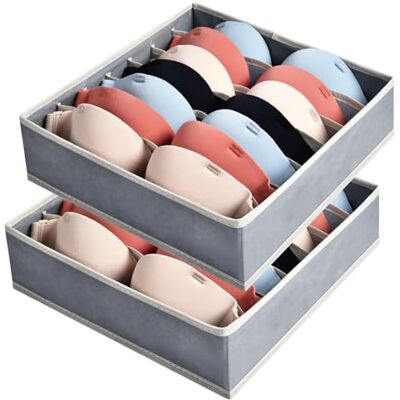 AiQInu BH Organizer förvaringsbox, 7 celler vikbara lådor organisatör för behå, 2 stycken garderob lådor avdelare underkläder arrangör för förvaring av behåar, strumpor och slipsar AiQInu BH Organizer förvaringsbox, 7 celler vikbara lådor organisatör för behå, 2 stycken garderob lådor avdelare underkläder arrangör för förvaring av behåar, strumpor och slipsar