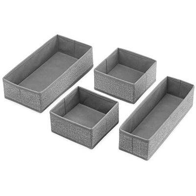 Whitmor lådorganisatör, icke-vävt tyg, Crosshatch grå, 4 st (paket med 1) Whitmor lådorganisatör, icke-vävt tyg, Crosshatch grå, 4 st (paket med 1)