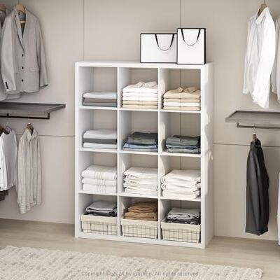 Furinno Kubisk öppen rygg mångsidig kläder och garderob förvaring organiseringshylla, 12-kub, vit Furinno Kubisk öppen rygg mångsidig kläder och garderob förvaring organiseringshylla, 12-kub, vit