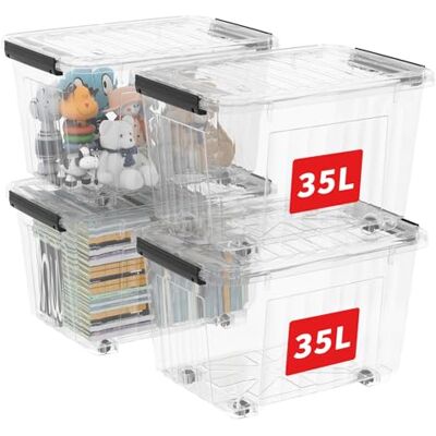 Cetomo , 35 l x 4,4 pack, förvaringslåda med lock, förvaringslådor, med klämmor, stapelbar, vardagsrum, sovrum, livsmedelssäker, stängningsklämmor, neumaterial plastlåda transparent Cetomo , 35 l x 4,4 pack, förvaringslåda med lock, förvaringslådor, med klämmor, stapelbar, vardagsrum, sovrum, livsmedelssäker, stängningsklämmor, neumaterial plastlåda transparent