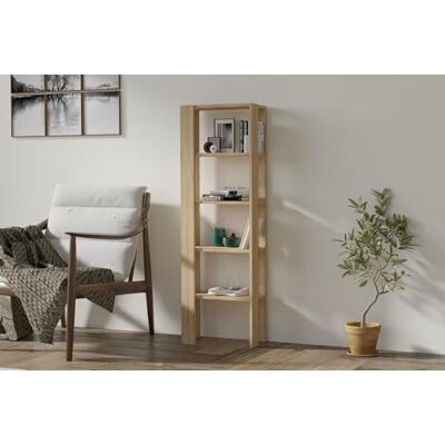 Hanah Home modern ek bokhjälp, 53 cm B x 160 cm H x 23 cm D 100% melaminbelagd partikelbräda, 18 mm tjock Väggmonterad, snygg skandinavisk design Hanah Home modern ek bokhjälp, 53 cm B x 160 cm H x 23 cm D 100% melaminbelagd partikelbräda, 18 mm tjock Väggmonterad, snygg skandinavisk design