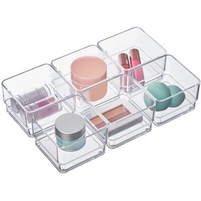 STORi SimpleSort 6-delad stapelbar genomskinlig låda organiseringssats 7,6 cm x 7,6 cm x 5 cm fyrkantiga brickor Små sminkförvaringskorgar och avdelare för kontorsskrivbord tillverkad i USA STORi SimpleSort 6-delad stapelbar genomskinlig låda organiseringssats 7,6 cm x 7,6 cm x 5 cm fyrkantiga brickor Små sminkförvaringskorgar och avdelare för kontorsskrivbord tillverkad i USA