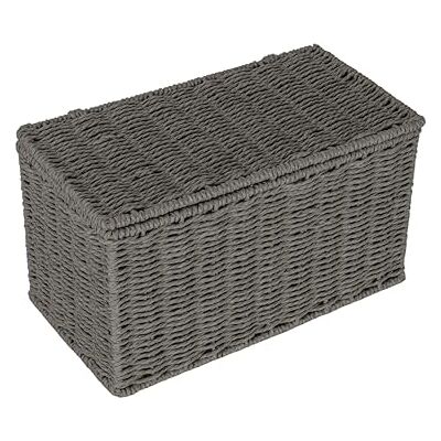Household Essentials liten handvävd korg med lock, grå Household Essentials liten handvävd korg med lock, grå