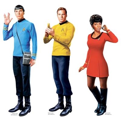 STAR CUTOUTS SC4834 Star Trek originalserie hylla topppaket Captain Kirk, Uhura, Spock kartong utskärningar höjd 30 cm STAR CUTOUTS SC4834 Star Trek originalserie hylla topppaket Captain Kirk, Uhura, Spock kartong utskärningar höjd 30 cm