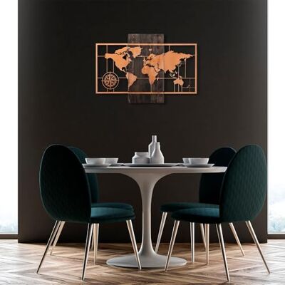 Wallity Elegant dekorativa väggtillbehör i trä, 58 x 85 cm, valnöt och koppar 50% trä (3 cm) och 50% metall (1,5 mm) väggmontering, unik design Wallity Elegant dekorativa väggtillbehör i trä, 58 x 85 cm, valnöt och koppar 50% trä (3 cm) och 50% metall (1,5 mm) väggmontering, unik design
