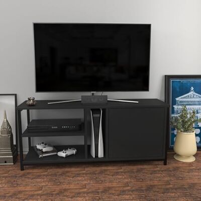 Hanah Home Industrial TV-stativ, svart och antracit, 120 x 35,3 x 50,8 cm 100% melaminbelagd partikelbräda, 18 mm tjock snygg och hållbar för moderna vardagsrum Hanah Home Industrial TV-stativ, svart och antracit, 120 x 35,3 x 50,8 cm 100% melaminbelagd partikelbräda, 18 mm tjock snygg och hållbar för moderna vardagsrum