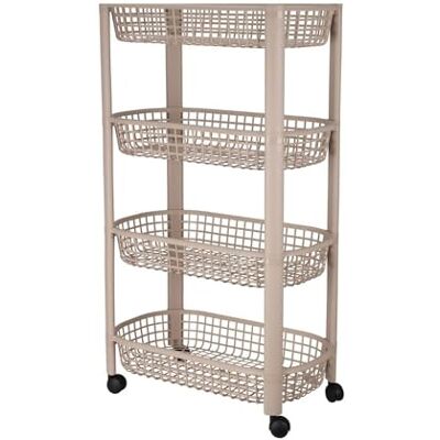 WELL HOME MOBILIARIO & DECORACIÓN Well Home köksvagn med 4 hjul, beige WELL HOME MOBILIARIO & DECORACIÓN Well Home köksvagn med 4 hjul, beige