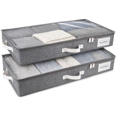Homelux Theory HOMELUX TEORY PREMIUM undersängsförvaringsbehållare, extra tjock kartong på alla sidor, 33 x 17 x 4,5 undersängsförvaringsbehållare dubbla säkra handtag och klart PVC-lock, ljusgrå låg profil, 2 st Homelux Theory HOMELUX TEORY PREMIUM undersängsförvaringsbehållare, extra tjock kartong på alla sidor, 33 x 17 x 4,5 undersängsförvaringsbehållare dubbla säkra handtag och klart PVC-lock, ljusgrå låg profil, 2 st