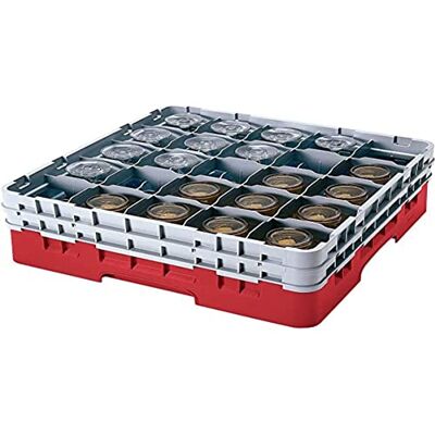 Cambro 20S800 Camracks polypropenkorgar för handtag och muggglas med 20 fack, 1/1 storlek, tranbär, 9,84 cm diameter, 21,5 cm maximal höjd, 2 stycken Cambro 20S800 Camracks polypropenkorgar för handtag och muggglas med 20 fack, 1/1 storlek, tranbär, 9,84 cm diameter, 21,5 cm maximal höjd, 2 stycken