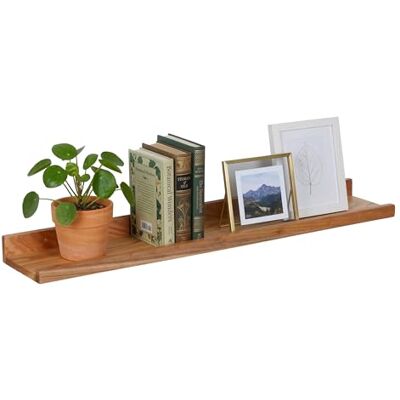 Relaxdays Vägghylla, HxBxD: 5 x 80 x 15 cm, valnötsträ, svävande hylla för fotoramar och dekoration, bildlist vägg, natur Relaxdays Vägghylla, HxBxD: 5 x 80 x 15 cm, valnötsträ, svävande hylla för fotoramar och dekoration, bildlist vägg, natur