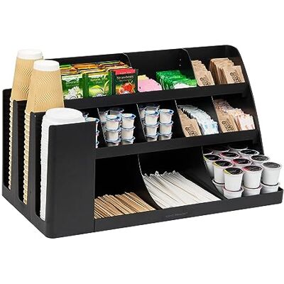Mind Reader 14-fack, 3-delad kaffekopp och mellanmål bänkorganisatör, 60 cm L x 30 cm B x 30 cm H, plast, svart Mind Reader 14-fack, 3-delad kaffekopp och mellanmål bänkorganisatör, 60 cm L x 30 cm B x 30 cm H, plast, svart