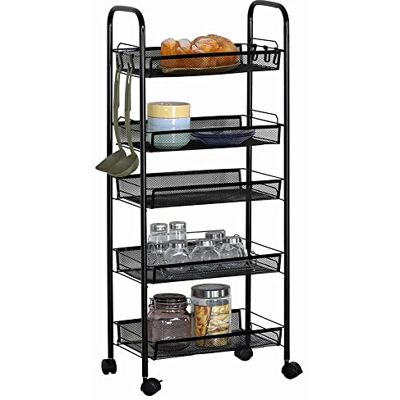 Bakaji Carrello Carrellino Multiuso 5 Hyllor Svart Cart Bakaji Carrello Carrellino Multiuso 5 Hyllor Svart Cart