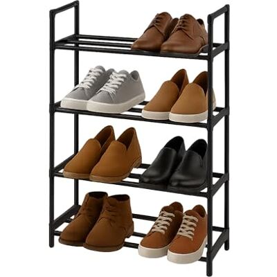Amig Zikan Skohylla med 4 Nivåer 50 x 19 x 64,5 cm Metall och Plast Svart Modulär och Stapelbar Skohylla Organiserare för 12 Par Skor Amig Zikan Skohylla med 4 Nivåer 50 x 19 x 64,5 cm Metall och Plast Svart Modulär och Stapelbar Skohylla Organiserare för 12 Par Skor