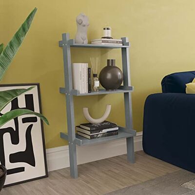 Vida Designs 3 nivåer stege bokhylla lutande display hylla enhet vardagsrum kontorsmöbler (grå) Vida Designs 3 nivåer stege bokhylla lutande display hylla enhet vardagsrum kontorsmöbler (grå)