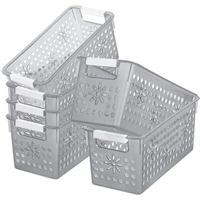 Cetomo Förvaringslåda i plast, förvaringskorgar med handtag, hyllkorgorganiserare med hål, öppen övre förvaringsfack för hem, kök, kontor, klar svart, 6-pack (29 x 13,5 x 12,5 cm) Cetomo Förvaringslåda i plast, förvaringskorgar med handtag, hyllkorgorganiserare med hål, öppen övre förvaringsfack för hem, kök, kontor, klar svart, 6-pack (29 x 13,5 x 12,5 cm)