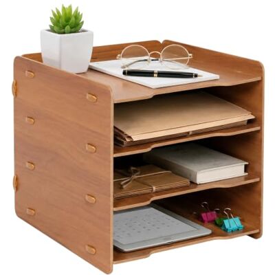 Relaxdays brevhållare, DIN A4, 4 fack, HxBxD: 25 x 25 x 31 cm, MDF, brun Plug-in-system, förvaringsfack för kontoret, kontorsförvaring Relaxdays brevhållare, DIN A4, 4 fack, HxBxD: 25 x 25 x 31 cm, MDF, brun Plug-in-system, förvaringsfack för kontoret, kontorsförvaring