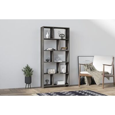 Hanah Home Hanah Hem snygg antracit bokhjälp, 70 cm x 161,8 cm x 22 cm 100% melaminbelagd partikelbräda, 18 mm tjock väggmonterad, flera hyllor för extra förvaring Hanah Home Hanah Hem snygg antracit bokhjälp, 70 cm x 161,8 cm x 22 cm 100% melaminbelagd partikelbräda, 18 mm tjock väggmonterad, flera hyllor för extra förvaring