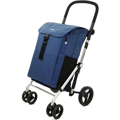 Carlett Classic Family Pack Vikbar korg med presentkrok robust stormarknadsvagn 4 hjul stor kapacitet 64 l jeans, denim Carlett Classic Family Pack Vikbar korg med presentkrok robust stormarknadsvagn 4 hjul stor kapacitet 64 l jeans, denim