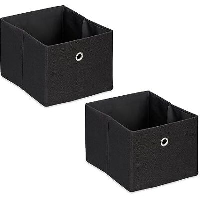 Relaxdays Förvaringsbox, liten förvaringslåda av tyg, uppsättning av 2, HBT: 16 x 20,5 x 25 cm, vikbar hyllkorg, svart, pack Relaxdays Förvaringsbox, liten förvaringslåda av tyg, uppsättning av 2, HBT: 16 x 20,5 x 25 cm, vikbar hyllkorg, svart, pack