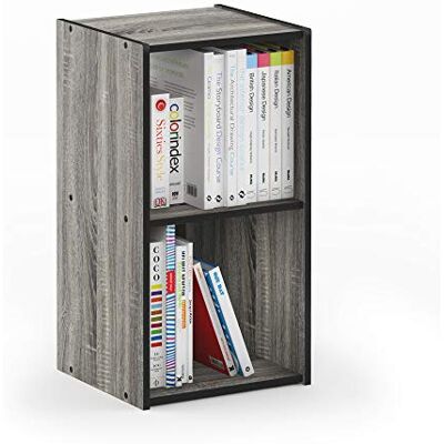 Furinno Förvaringshyllor, trä, fransk ek grå/svart, en storlek Furinno Förvaringshyllor, trä, fransk ek grå/svart, en storlek