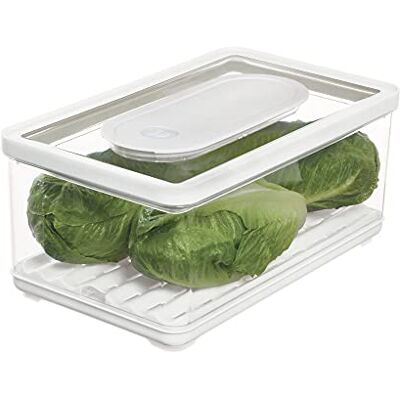 InterDesign iDesign iD färsk BPA-fri återvunnen plast producerar kökskorg, kylorganisatör, lämplig för frukt- och grönsaksförvaring, stor, klar/vit/grön, 31,75/19,05/14,22 cm InterDesign iDesign iD färsk BPA-fri återvunnen plast producerar kökskorg, kylorganisatör, lämplig för frukt- och grönsaksförvaring, stor, klar/vit/grön, 31,75/19,05/14,22 cm