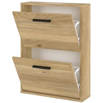 mattfy Skoställ med 2 dörrar, smal skoskåp, Dagna-modell, honungsfinish i ek, mått: 73 cm (H) x 54 cm (B) x 18 cm (våg) praktiskt och funktionellt mattfy Skoställ med 2 dörrar, smal skoskåp, Dagna-modell, honungsfinish i ek, mått: 73 cm (H) x 54 cm (B) x 18 cm (våg) praktiskt och funktionellt