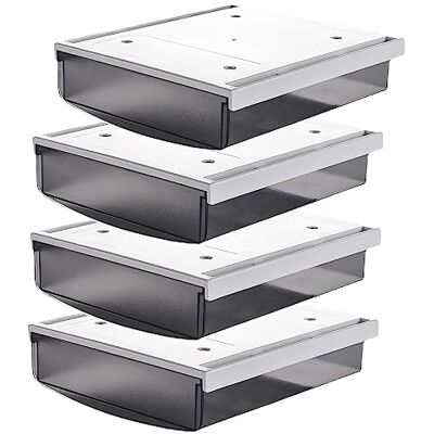 TUKA-i-AKUT TUKA 4 x 1,7 l underskrivbordslådor 21 x 18 x 5,4 cm, självhäftande lådor, dolda underbyggda lådor förvaringslåda under skrivbord, redskap pennlåda matta svart set om 4 TKD8608 TUKA-i-AKUT TUKA 4 x 1,7 l underskrivbordslådor 21 x 18 x 5,4 cm, självhäftande lådor, dolda underbyggda lådor förvaringslåda under skrivbord, redskap pennlåda matta svart set om 4 TKD8608