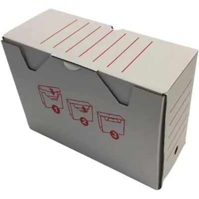 IDMENAGE arkivlåda – tillverkad av vit och röd kartong – storlek 335 x 100 x 245 mm – säljs i 12-pack IDMENAGE arkivlåda – tillverkad av vit och röd kartong – storlek 335 x 100 x 245 mm – säljs i 12-pack