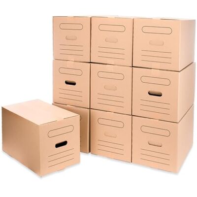 ONLY BOXES Kartong 50 x 30 x 30 cm med handtag, förpackning 10, miljövänlig Perfekt för flyttning, förvaring och transport. 100 % miljövänliga lådor med handtag för enkel hantering. ONLY BOXES Kartong 50 x 30 x 30 cm med handtag, förpackning 10, miljövänlig Perfekt för flyttning, förvaring och transport. 100 % miljövänliga lådor med handtag för enkel hantering.
