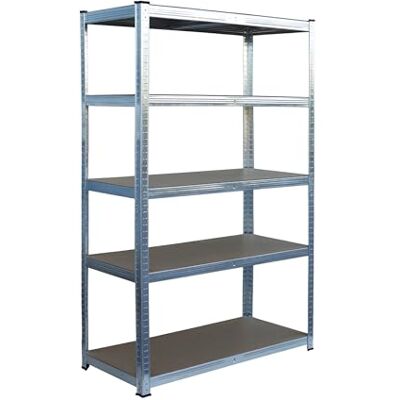 Relaxdays Kraftig lasthylla, 5 nivåer, HBT: 200 x 100 x 50 cm, upp till 875 kg, källare och garage, förvaringshylla, stål, silver Relaxdays Kraftig lasthylla, 5 nivåer, HBT: 200 x 100 x 50 cm, upp till 875 kg, källare och garage, förvaringshylla, stål, silver