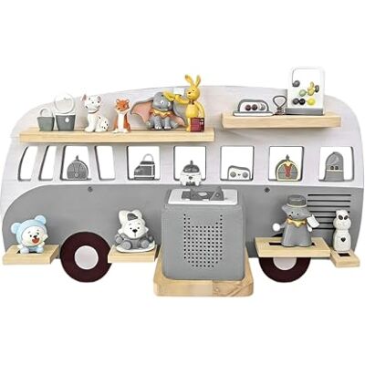 Relaxdays Toniebox hylla, magnetisk, för hörselspelbox och 25 tonies, buss, H x B x D: 32 x 62 x 13 cm, toniefigurhylla, grå Relaxdays Toniebox hylla, magnetisk, för hörselspelbox och 25 tonies, buss, H x B x D: 32 x 62 x 13 cm, toniefigurhylla, grå