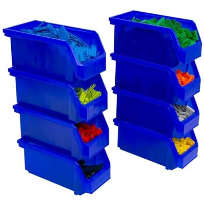 ReadySpace Plastbehållare för organisering och förvaringskorgar för garderob, kök, kontor, leksaker eller skafferiorganisation, medium, 8-pack, blå ReadySpace Plastbehållare för organisering och förvaringskorgar för garderob, kök, kontor, leksaker eller skafferiorganisation, medium, 8-pack, blå
